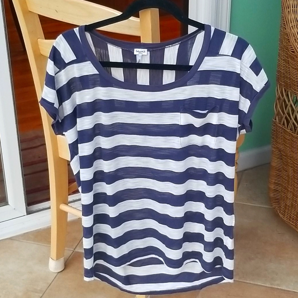 Splendid navy white stripe top small